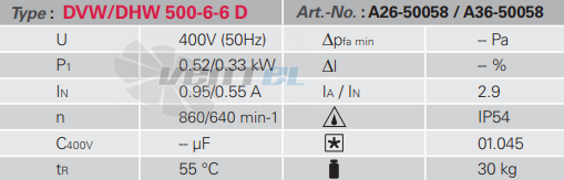 Rosenberg DVW 500-6-6 D - описание, технические характеристики, графики